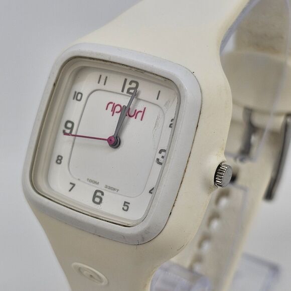 Rip Curl Women's Watch 34MM White Dial White Plastic Band Straps New Battery - Picture 3 of 16